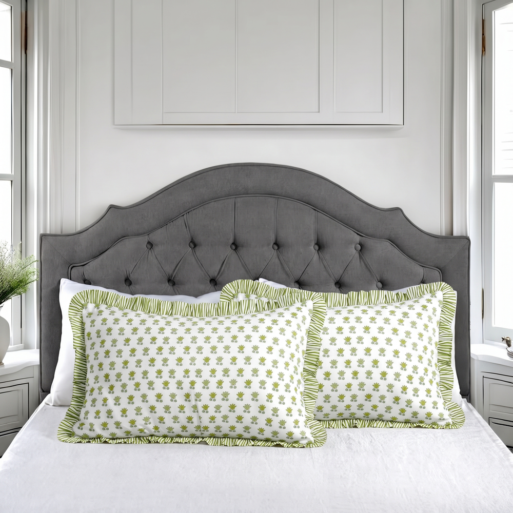 Ruffle Bed Pillow Covers - Lotus Meadow