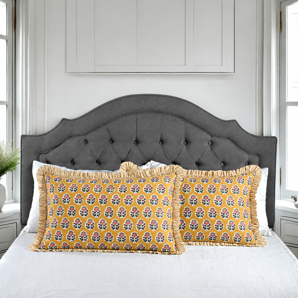 Ruffle Bed Pillow Covers - Yellow Citrine