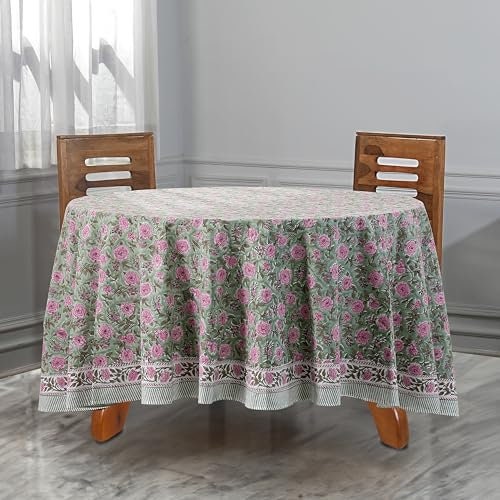 Round Block Print Tablecloth – Handmade & Washable