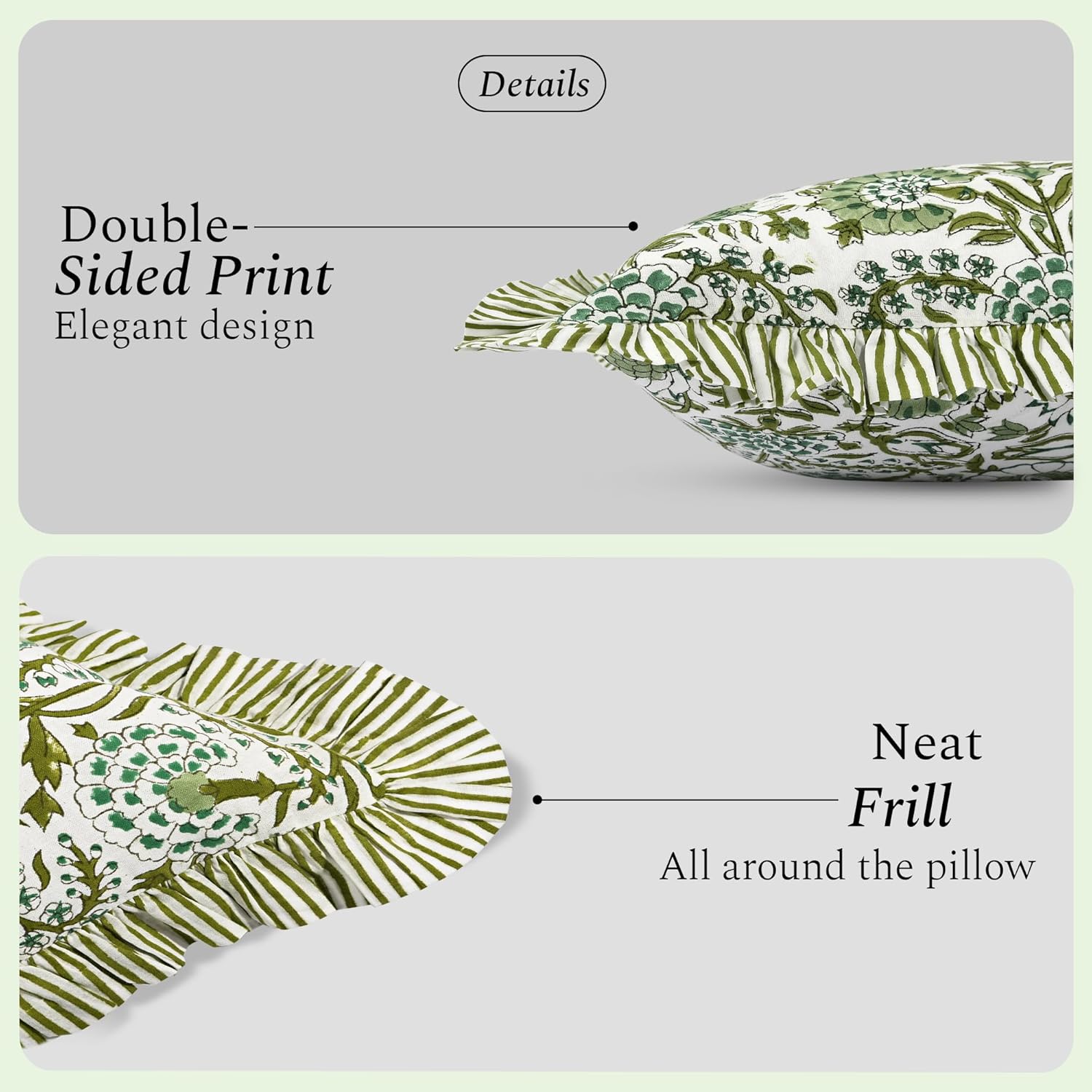 Ruffle Throw Pillow Covers -  Agate Green