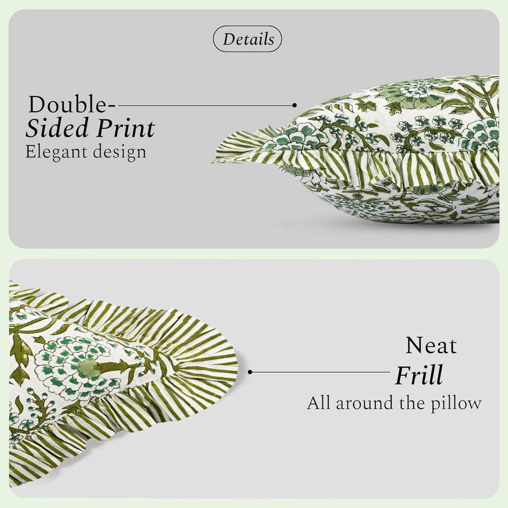 Ruffle Throw Pillow Covers -  Agate Green