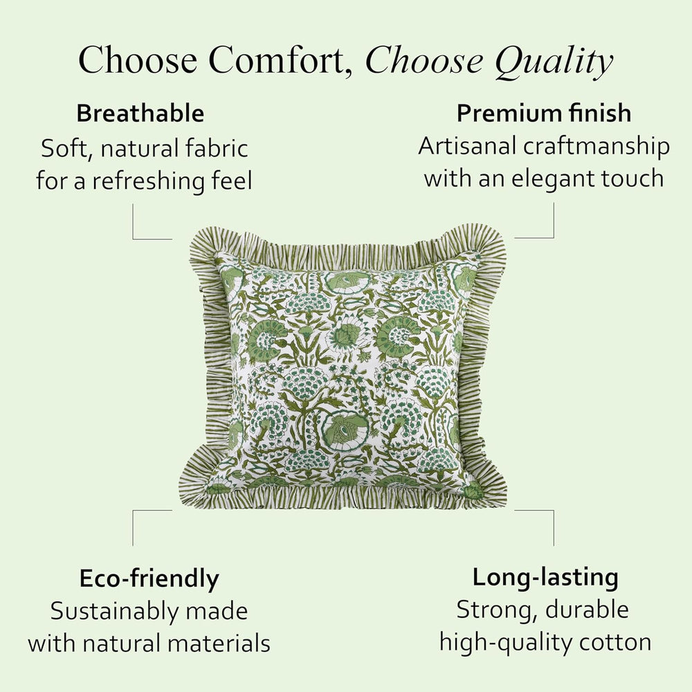Ruffle Throw Pillow Covers -  Agate Green