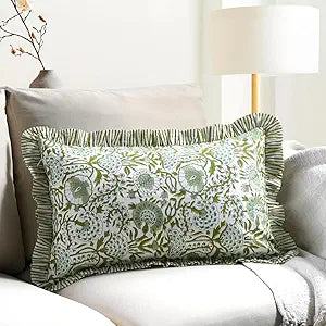 Ruffle Throw Pillow Covers -  Agate Green