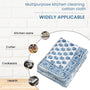 Infographic of towel features: quick dry, absorbent, and machine washable


