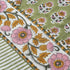 Closeup Details of Cotton Block Printing Tablecloth in Jade Green