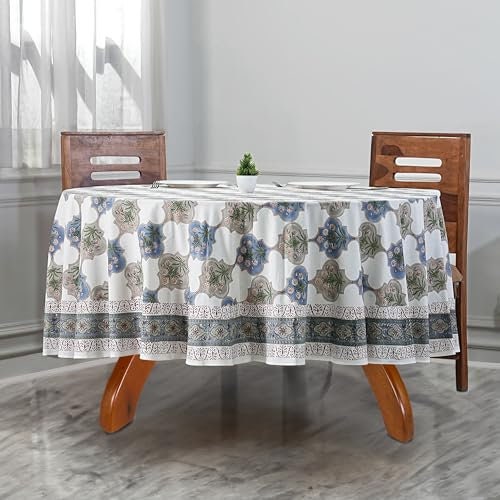 Round Block Print Tablecloth – Handmade & Washable