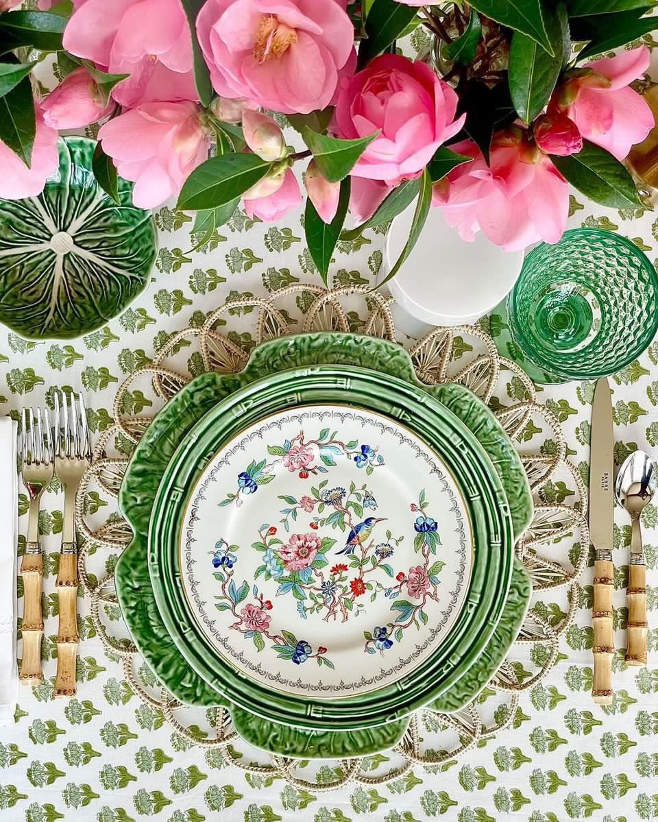 Emerald Green Tablecloth on Dinner Table