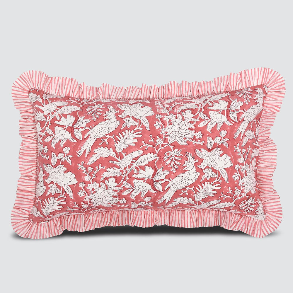 Ruffle Throw Pillow Covers -  Coral Pink