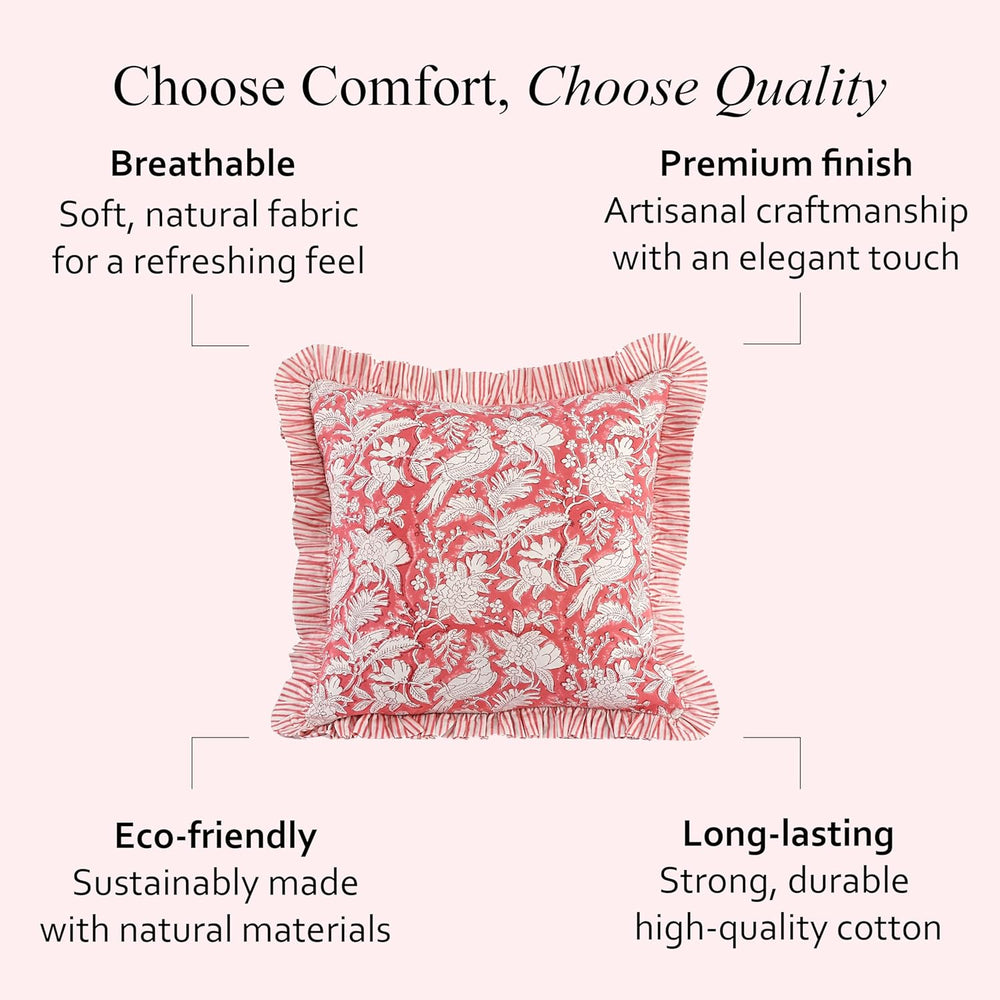 Ruffle Throw Pillow Covers -  Coral Pink