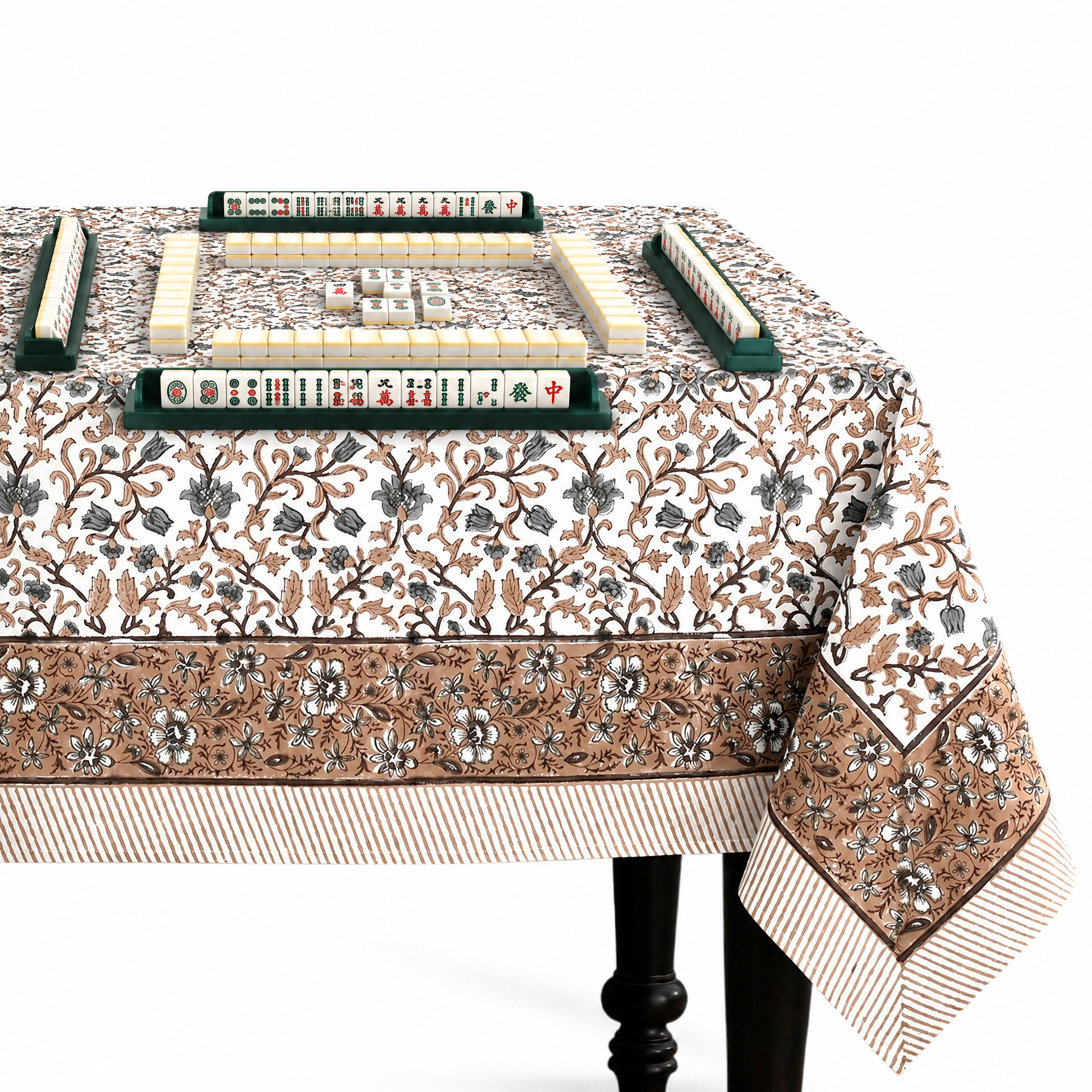 Cotton Block Print Tablecloth – Autumn Vine