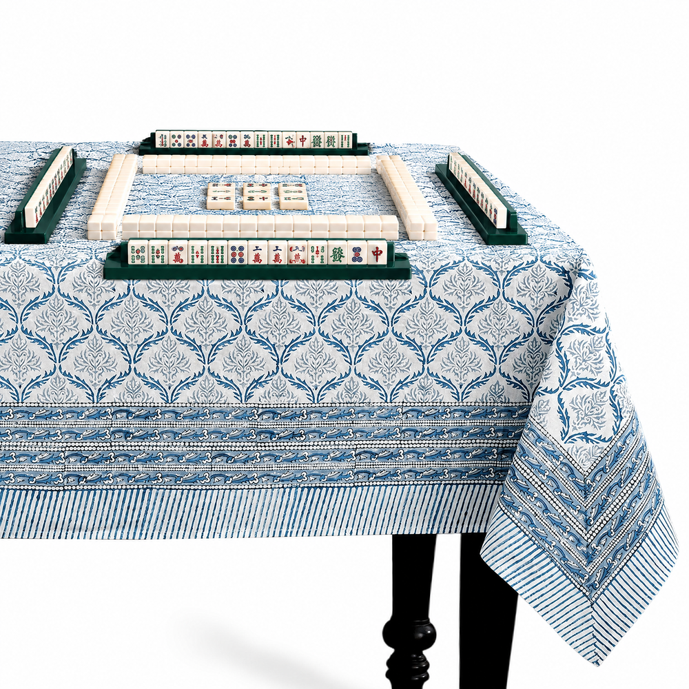 Cotton Block Print Tablecloth – Indigo Regal