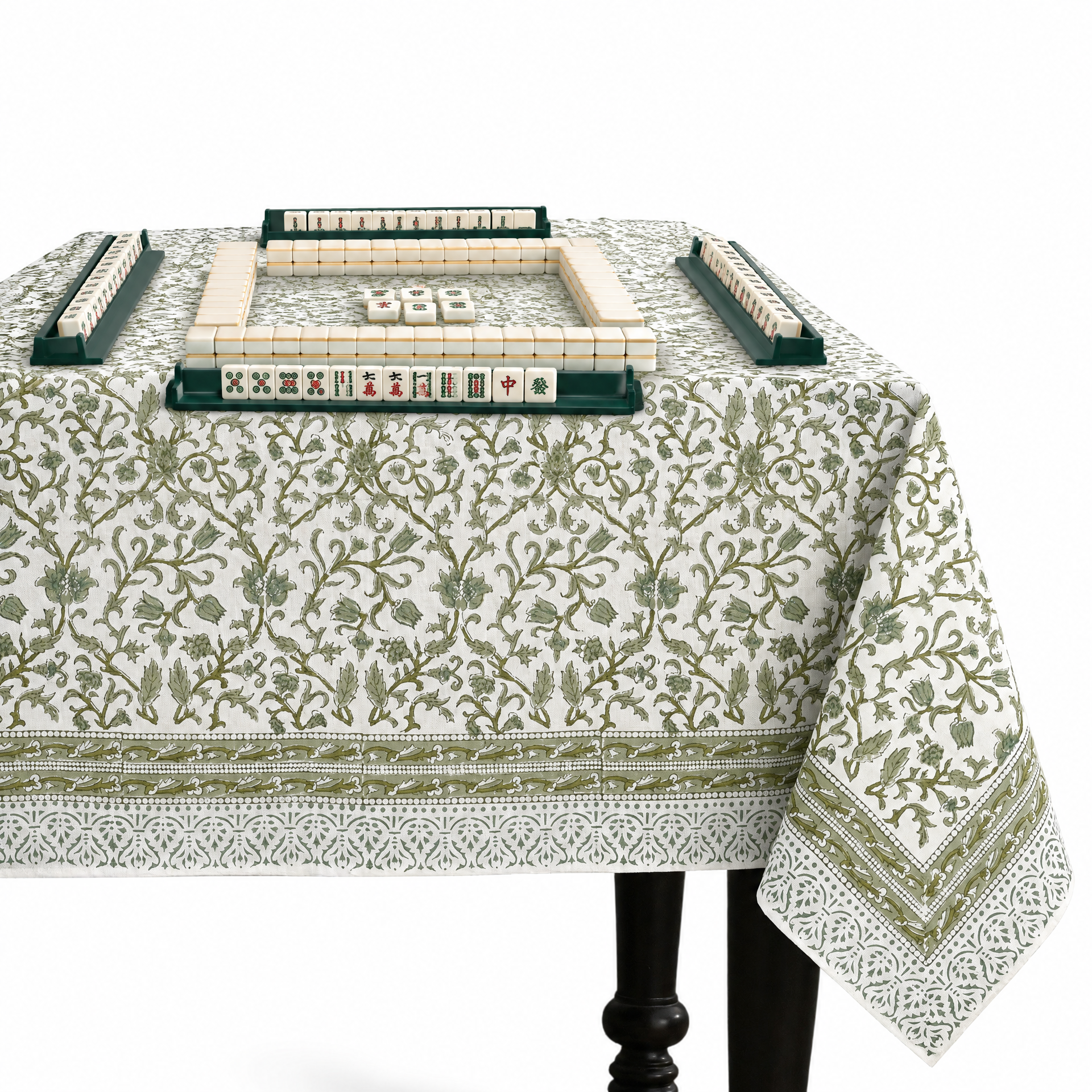 Cotton Block Print Tablecloth – Meadow Vine