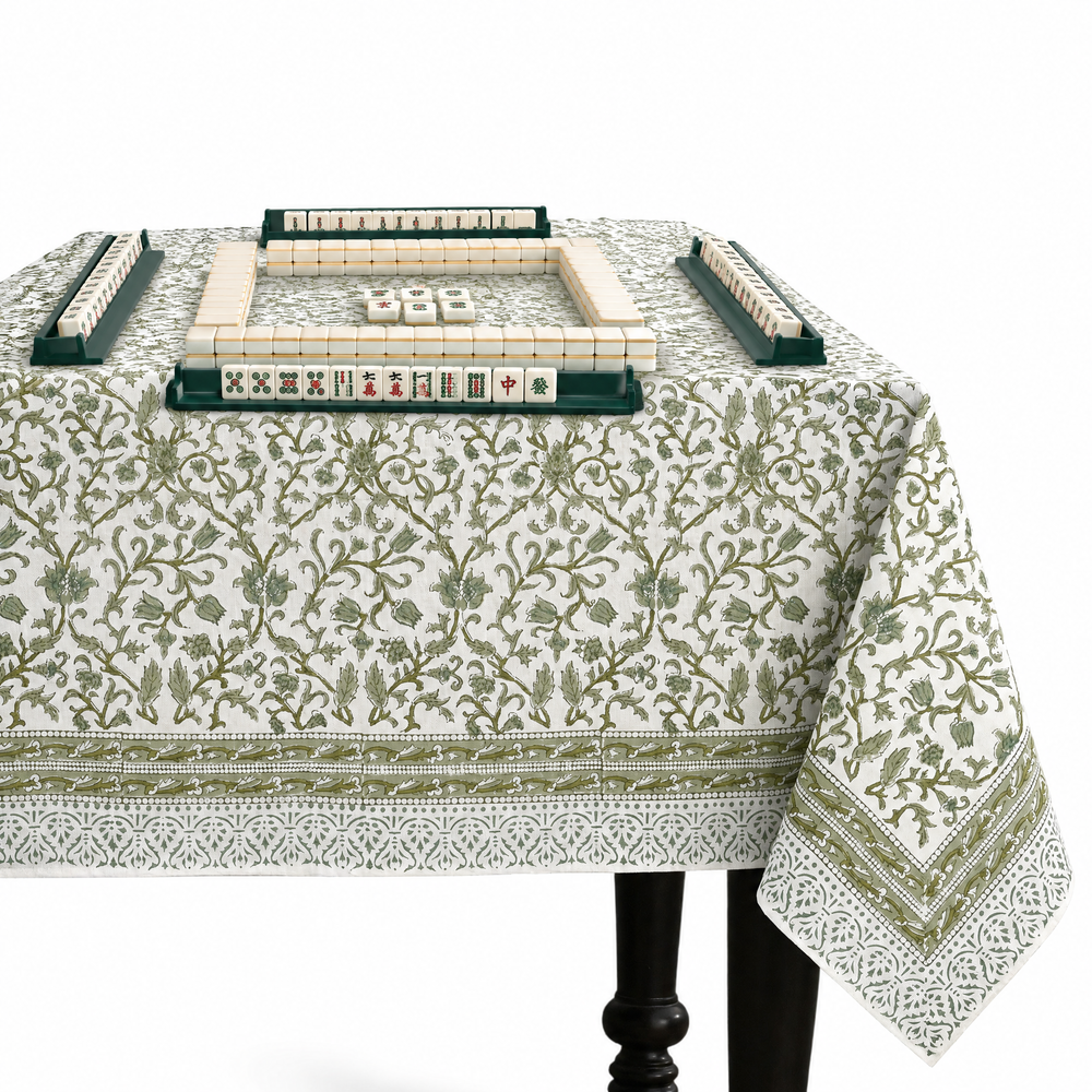 Cotton Block Print Tablecloth – Meadow Vine
