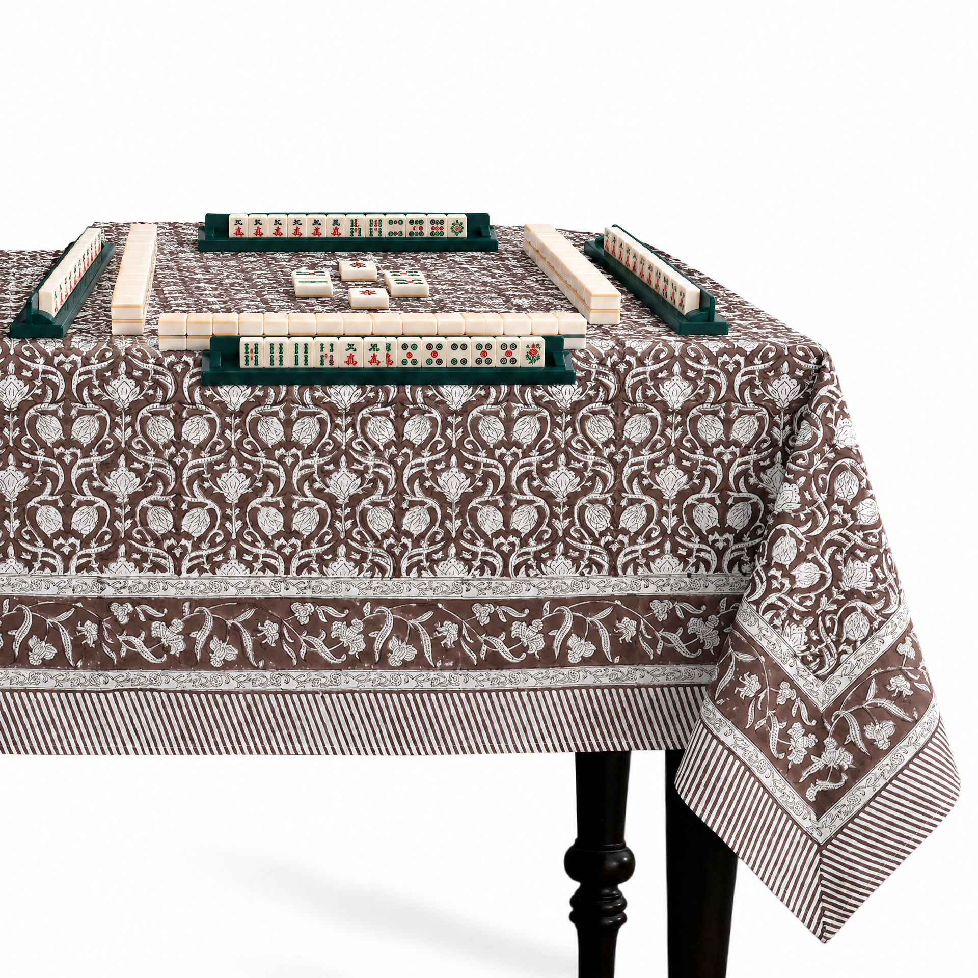 Cotton Block Print Tablecloth – Mocha Regal
