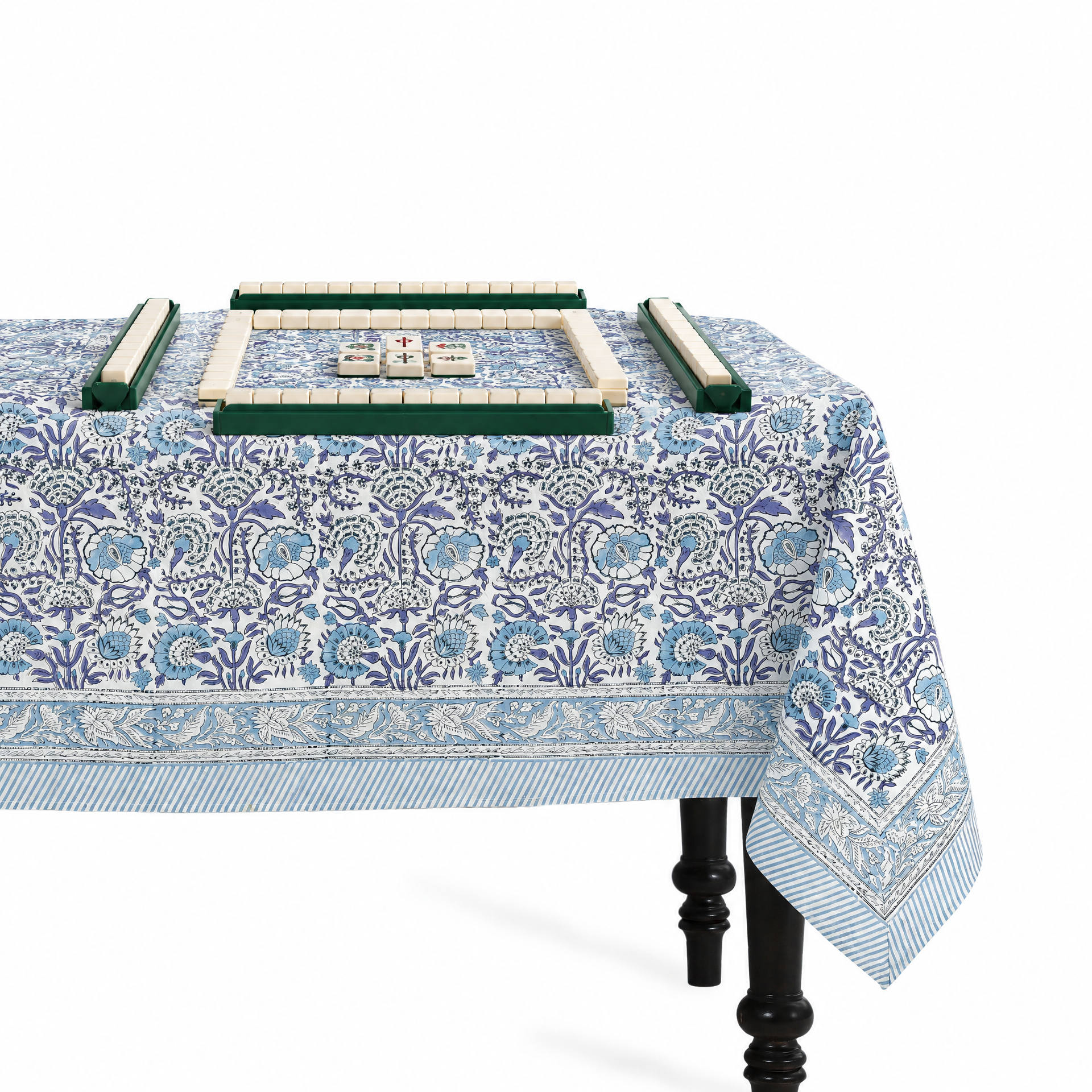 Cotton Block Print Tablecloth – Indigo Blue