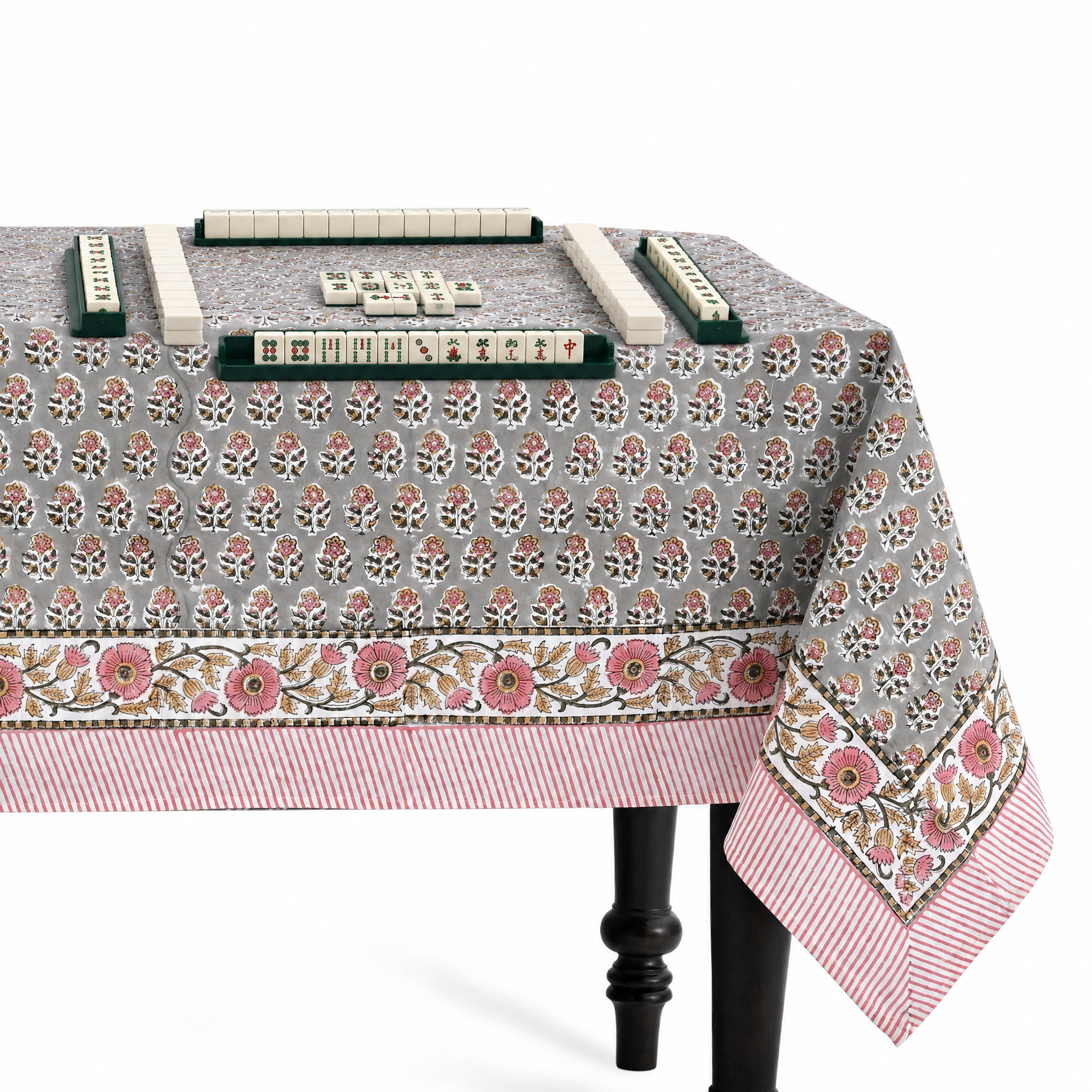 Cotton Block Print Tablecloth – Labra Gray