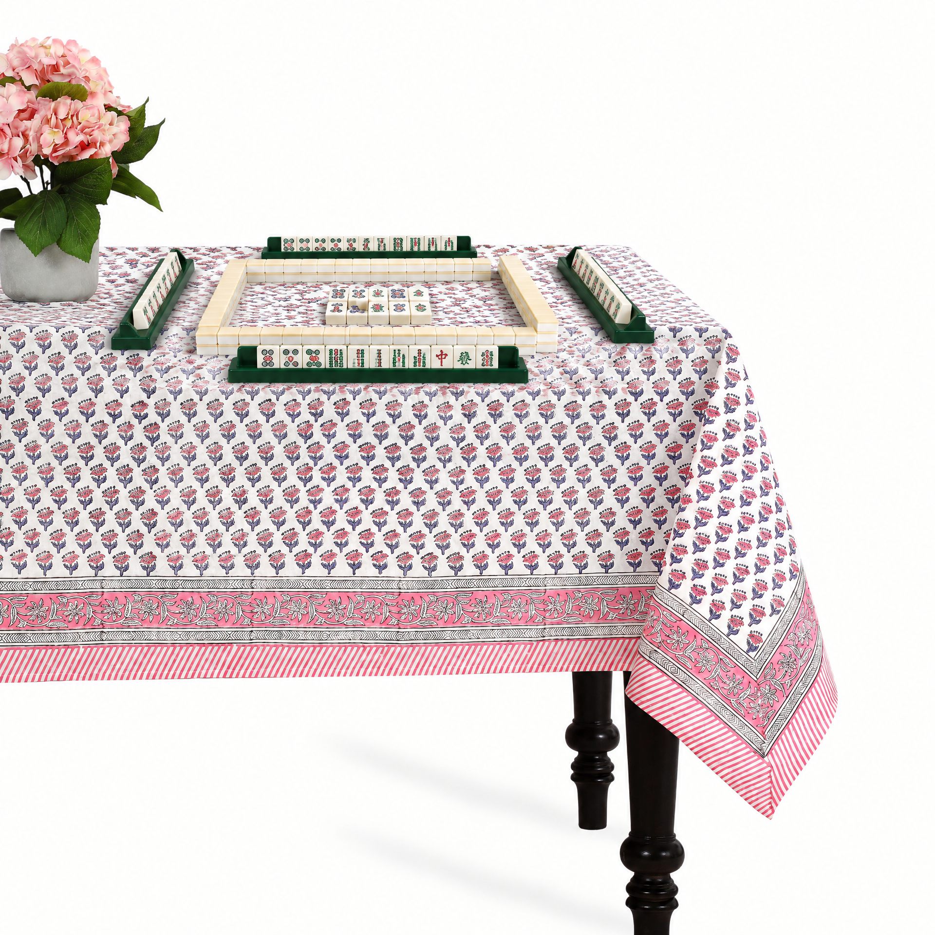 Cotton Block Print Tablecloth – Pink Sapphire