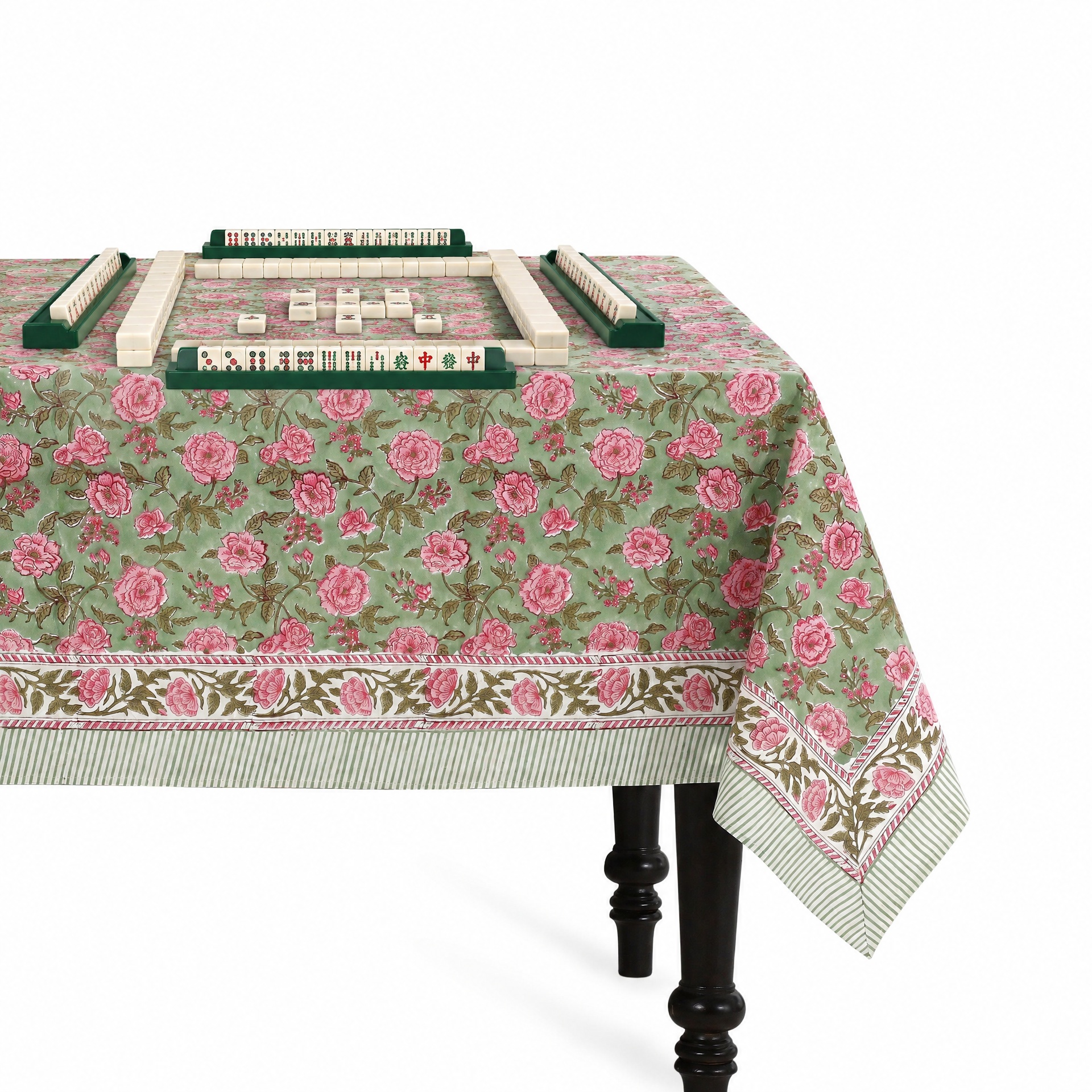 Cotton Block Print Tablecloth – Pink Tourmaline