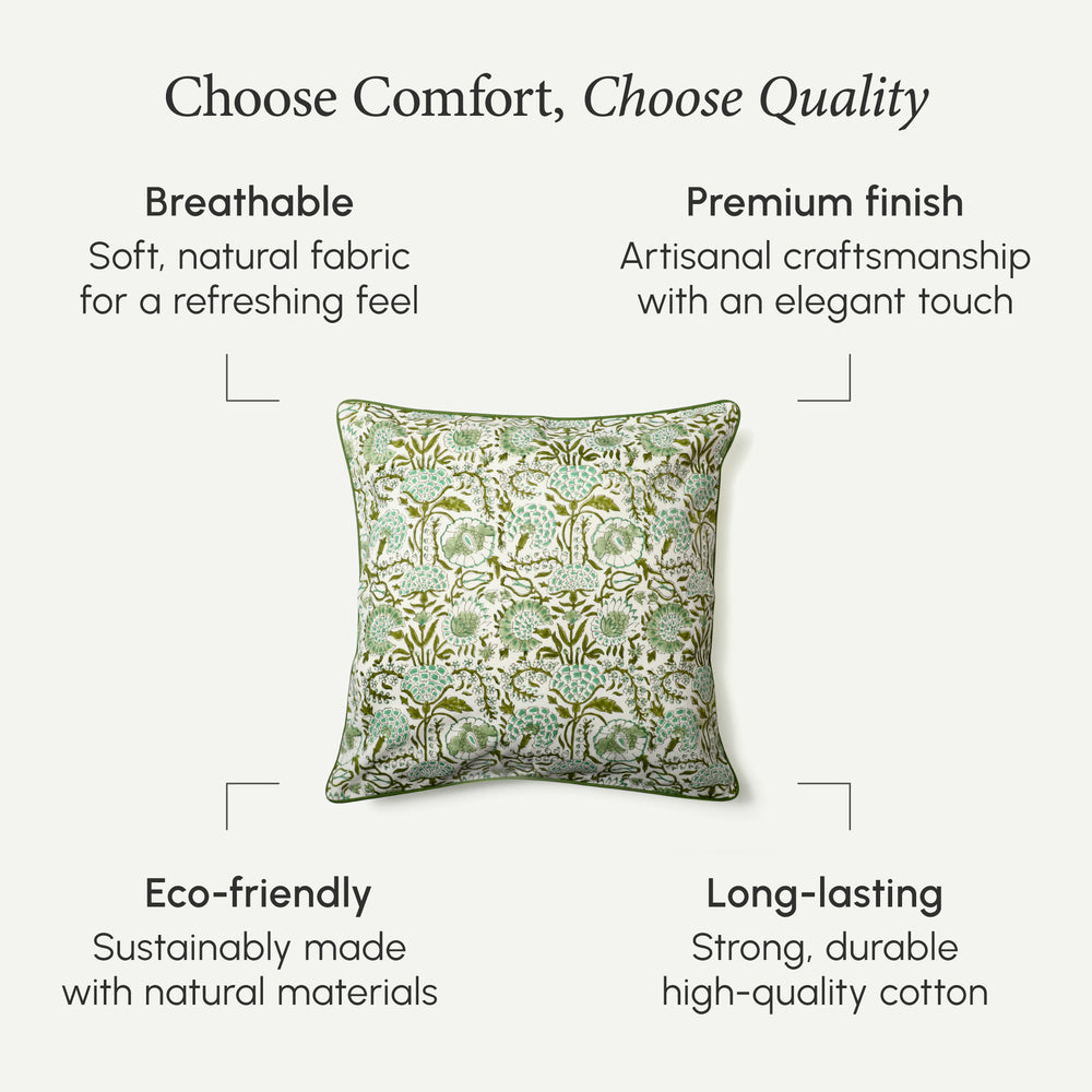 Piping Throw Pillow Covers - Agate Green (Set of 2)