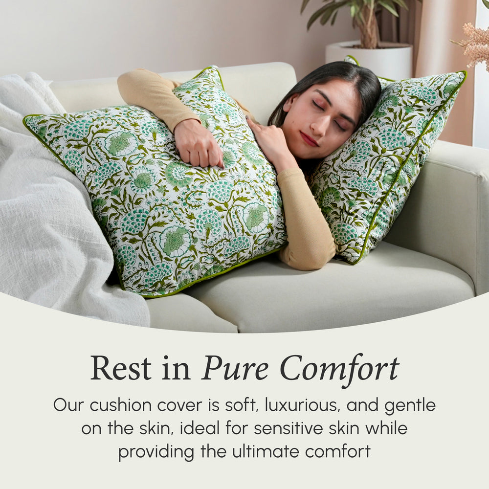 Piping Throw Pillow Covers - Agate Green (Set of 2)