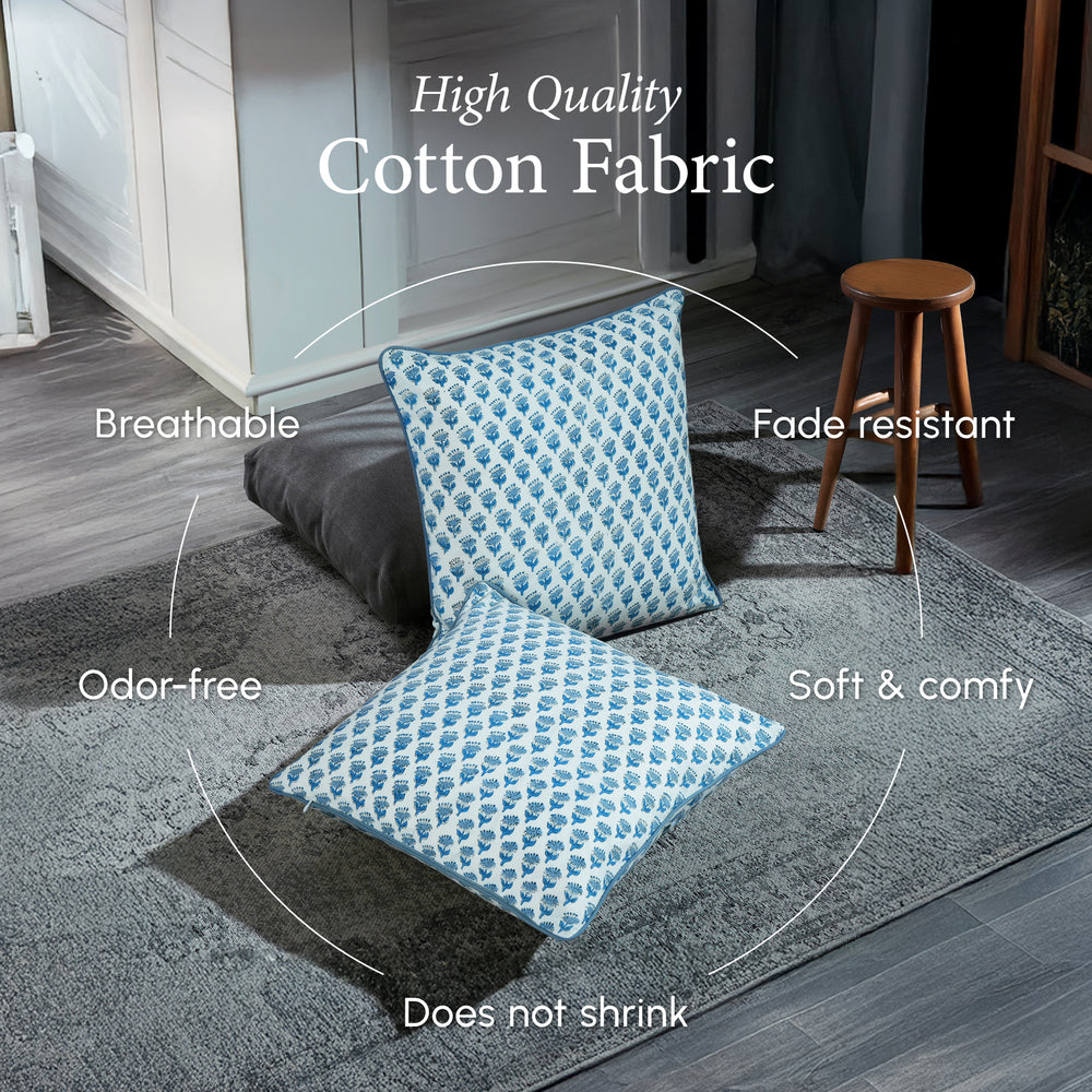 Piping Throw Pillow Covers - Apatite Blue (Set of 2)