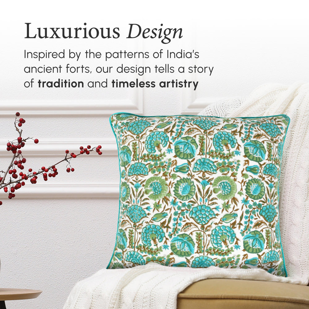 Piping Throw Pillow Covers - Aqua Green (Set of 2)