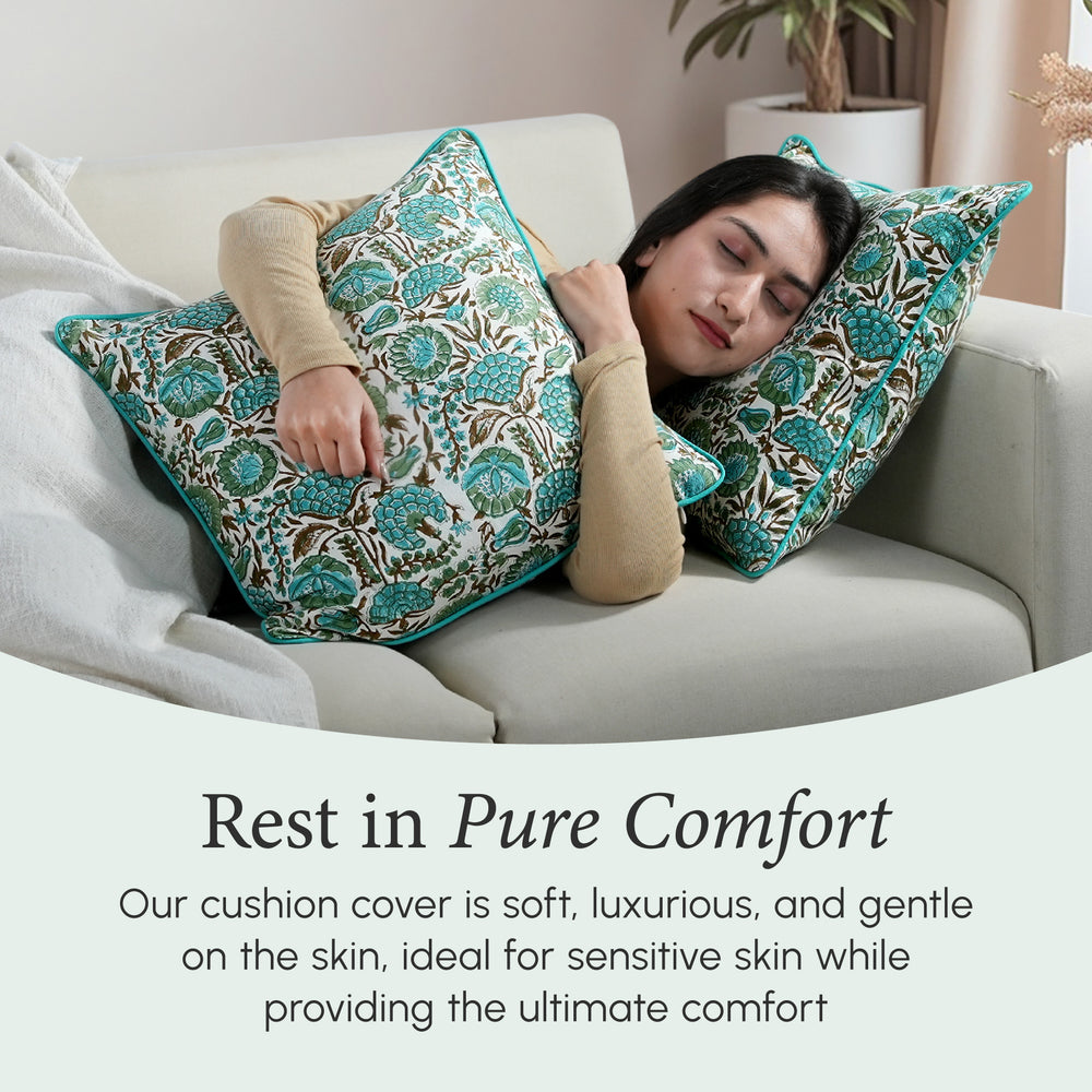 Piping Throw Pillow Covers - Aqua Green (Set of 2)