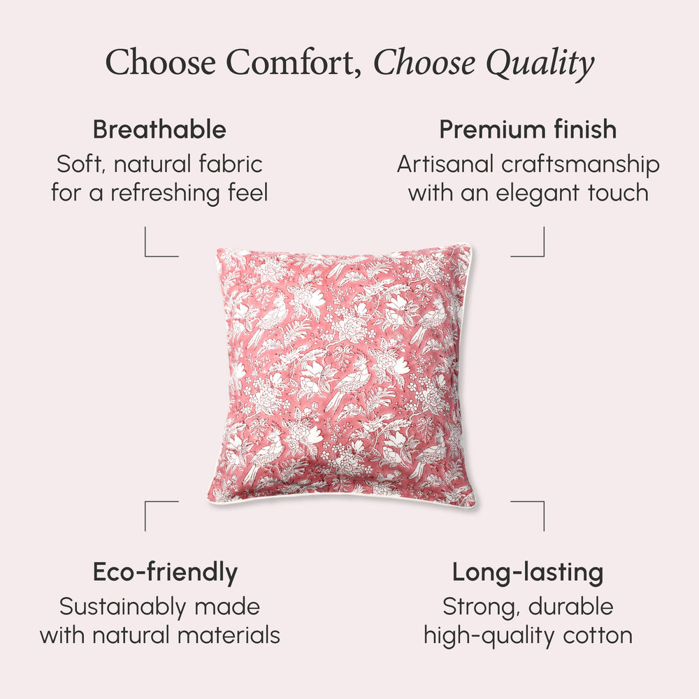 Piping Throw Pillow Covers - Coral Pink (Set of 2)
