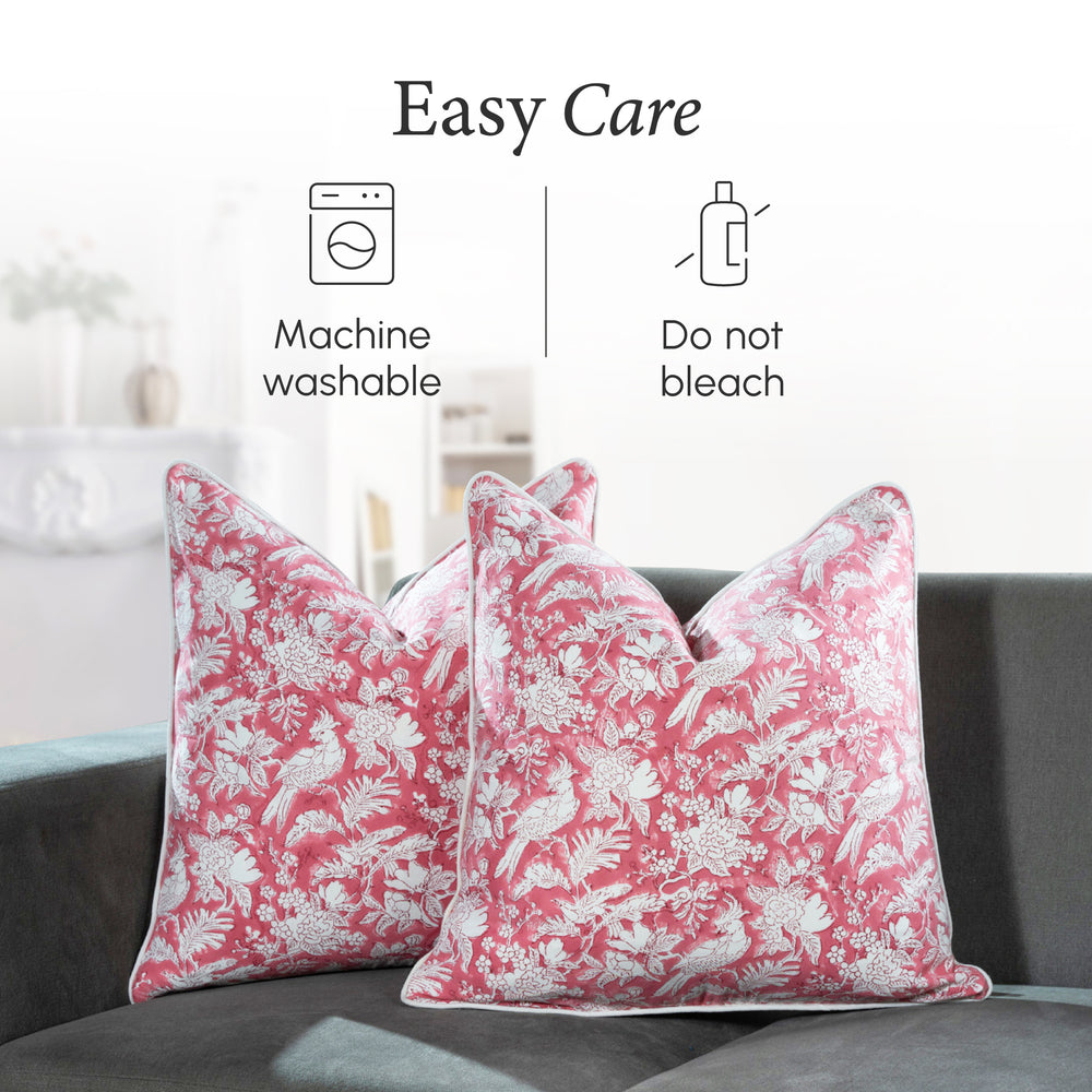Piping Throw Pillow Covers - Coral Pink (Set of 2)
