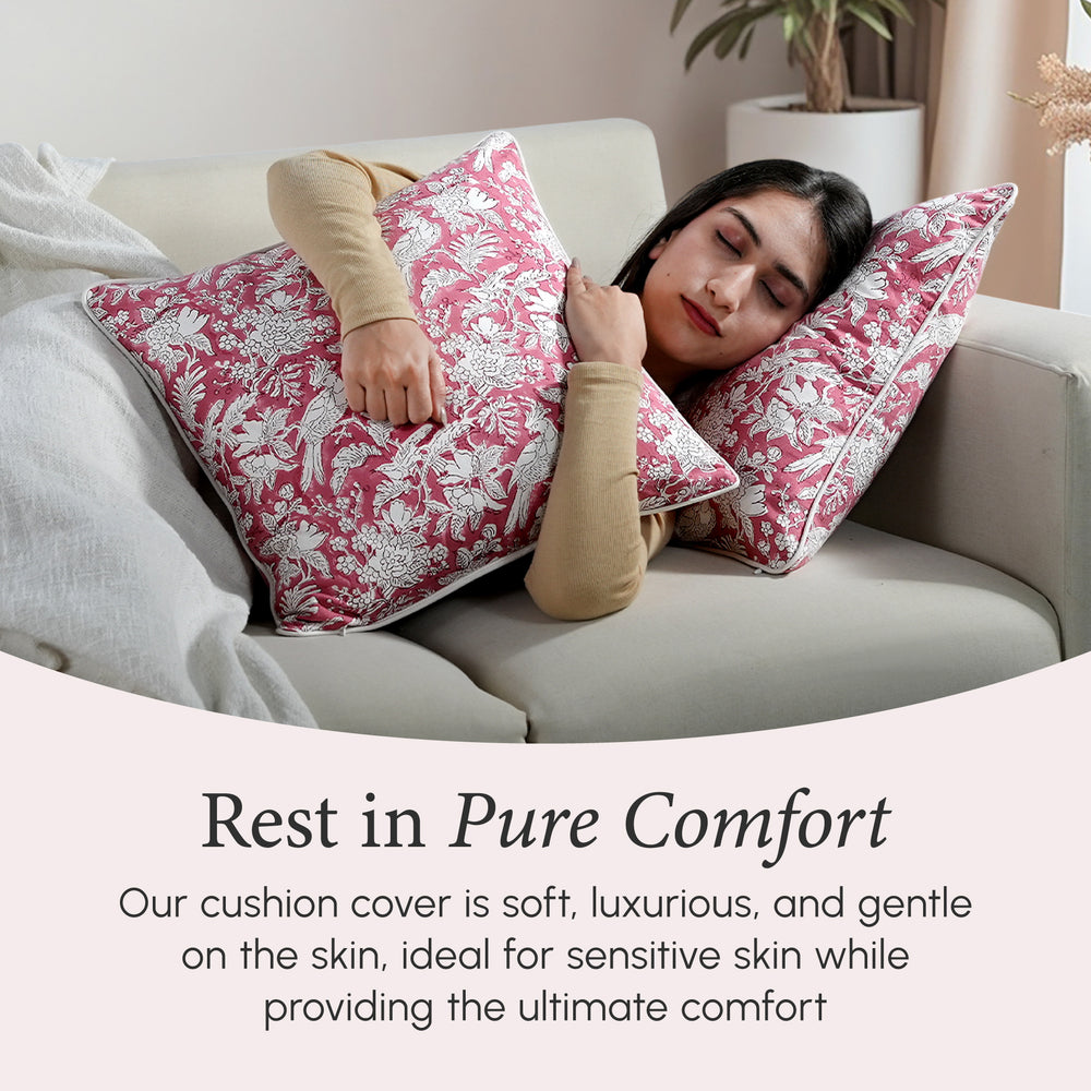 Piping Throw Pillow Covers - Coral Pink (Set of 2)