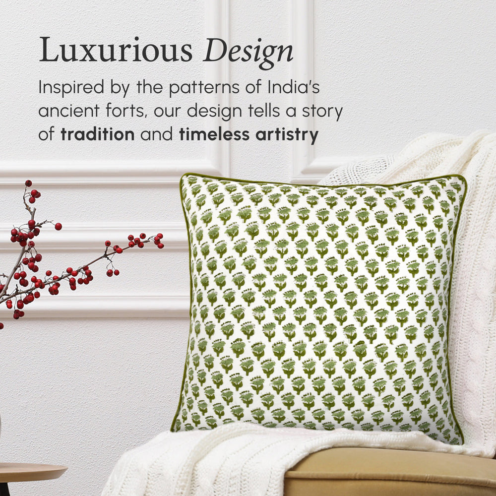 Piping Throw Pillow Covers - Emerald Green (Set of 2)