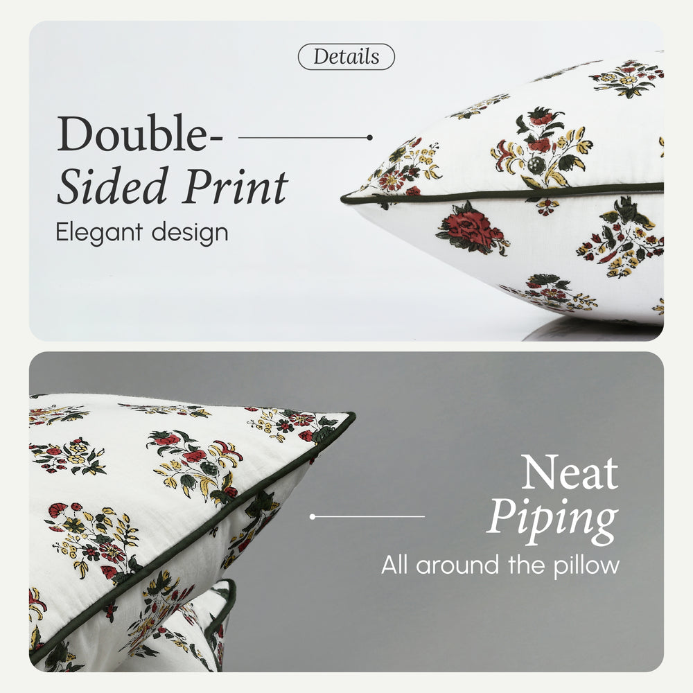 Piping Throw Pillow Covers - Forest Green (Set of 2)