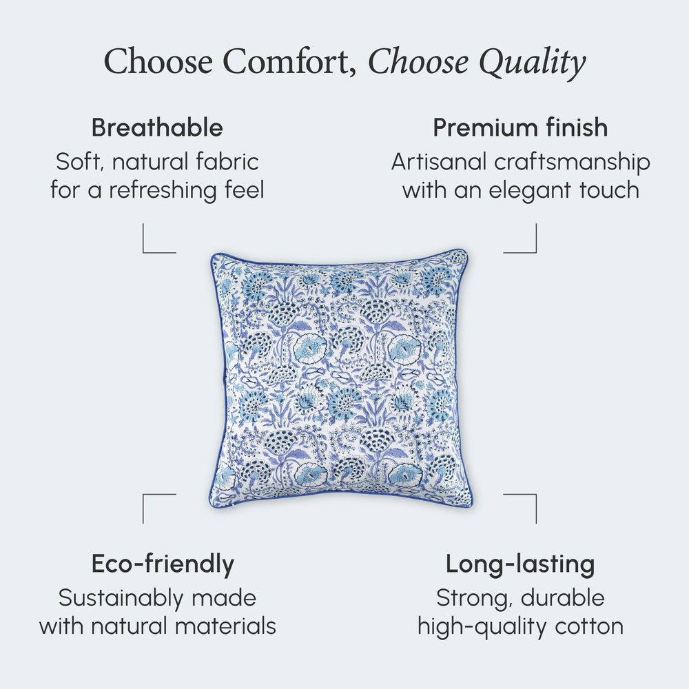 Piping Throw Pillow Covers - Indigo Blue (Set of 2)