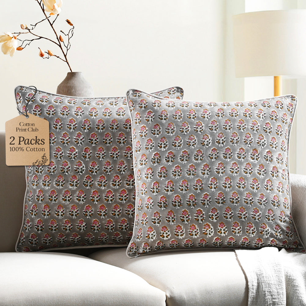 Piping Throw Pillow Covers - Labra Gray (Set of 2)