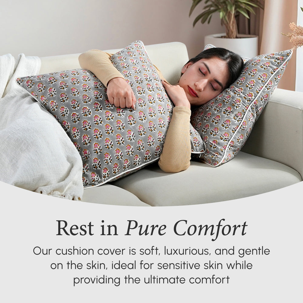Piping Throw Pillow Covers - Labra Gray (Set of 2)