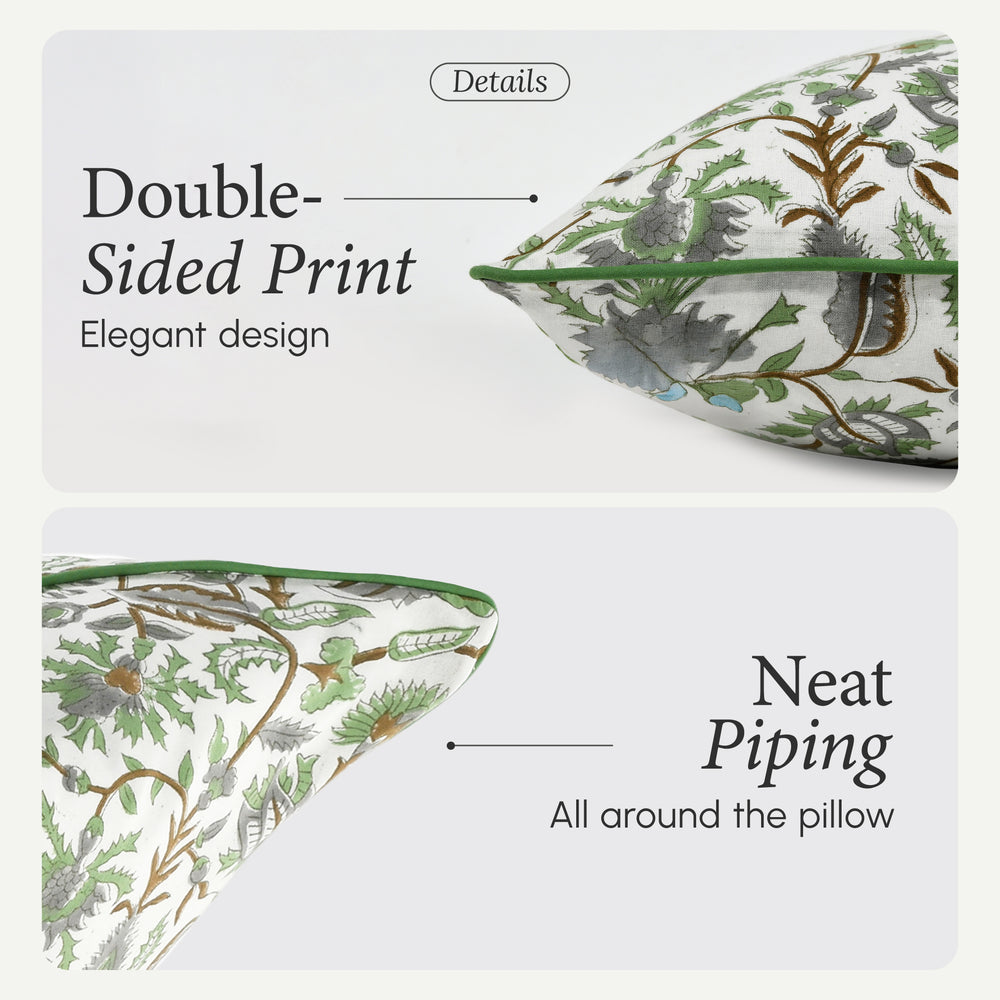 Piping Throw Pillow Covers - Mint Green (Set of 2)