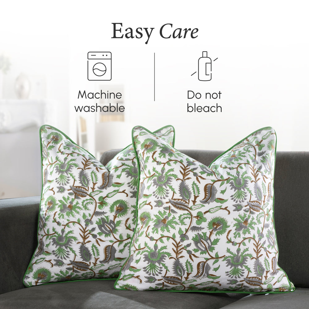 Piping Throw Pillow Covers - Mint Green (Set of 2)
