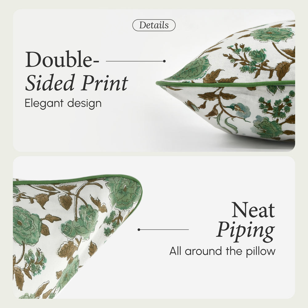 Piping Throw Pillow Covers - Fern Green (Set of 2)