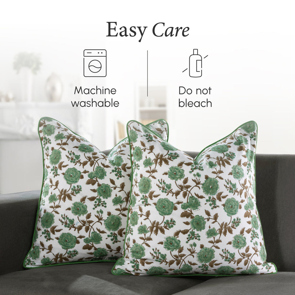 Piping Throw Pillow Covers - Fern Green (Set of 2)