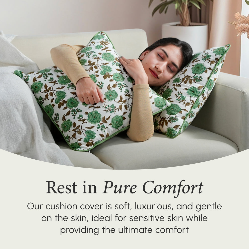 Piping Throw Pillow Covers - Fern Green (Set of 2)