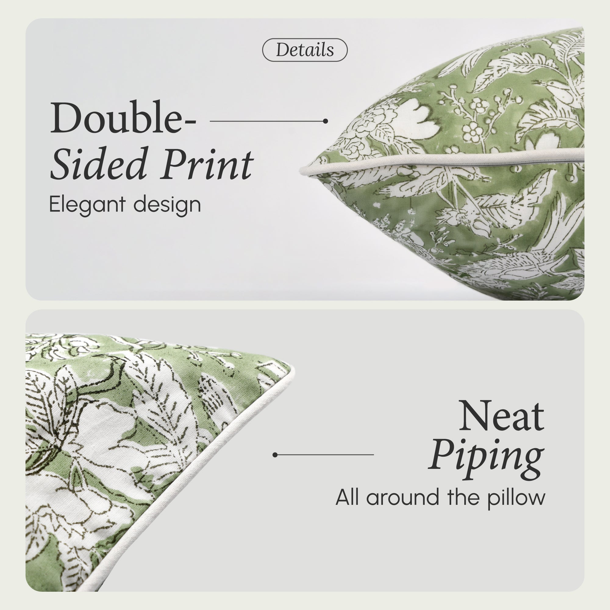 Piping Throw Pillow Covers - Olive Green (Set of 2)