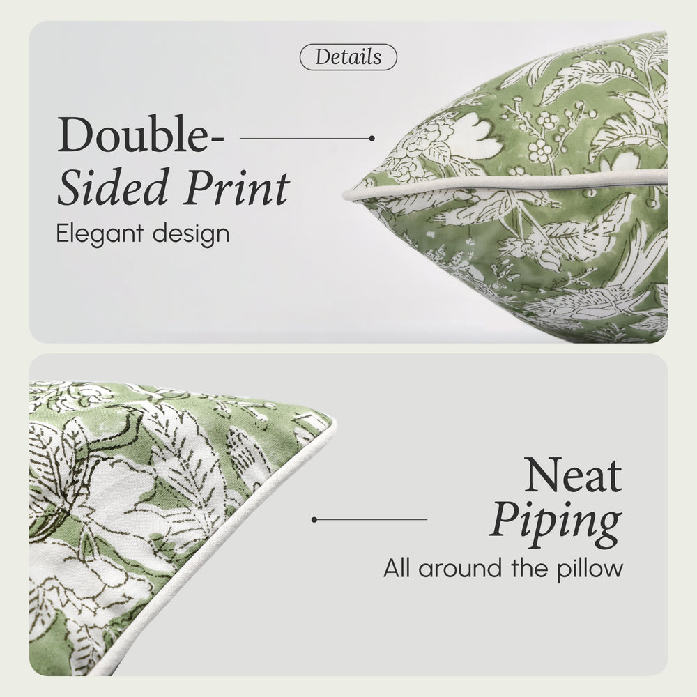 Piping Throw Pillow Covers - Olive Green (Set of 2)