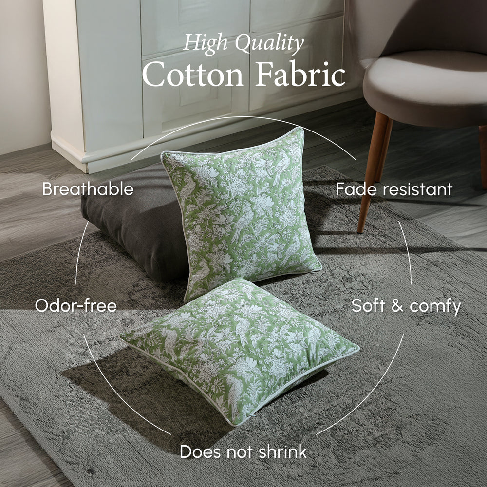 Piping Throw Pillow Covers - Olive Green (Set of 2)