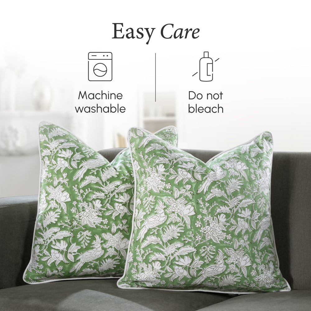 Piping Throw Pillow Covers - Olive Green (Set of 2)