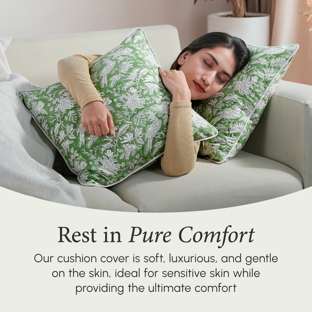 Piping Throw Pillow Covers - Olive Green (Set of 2)