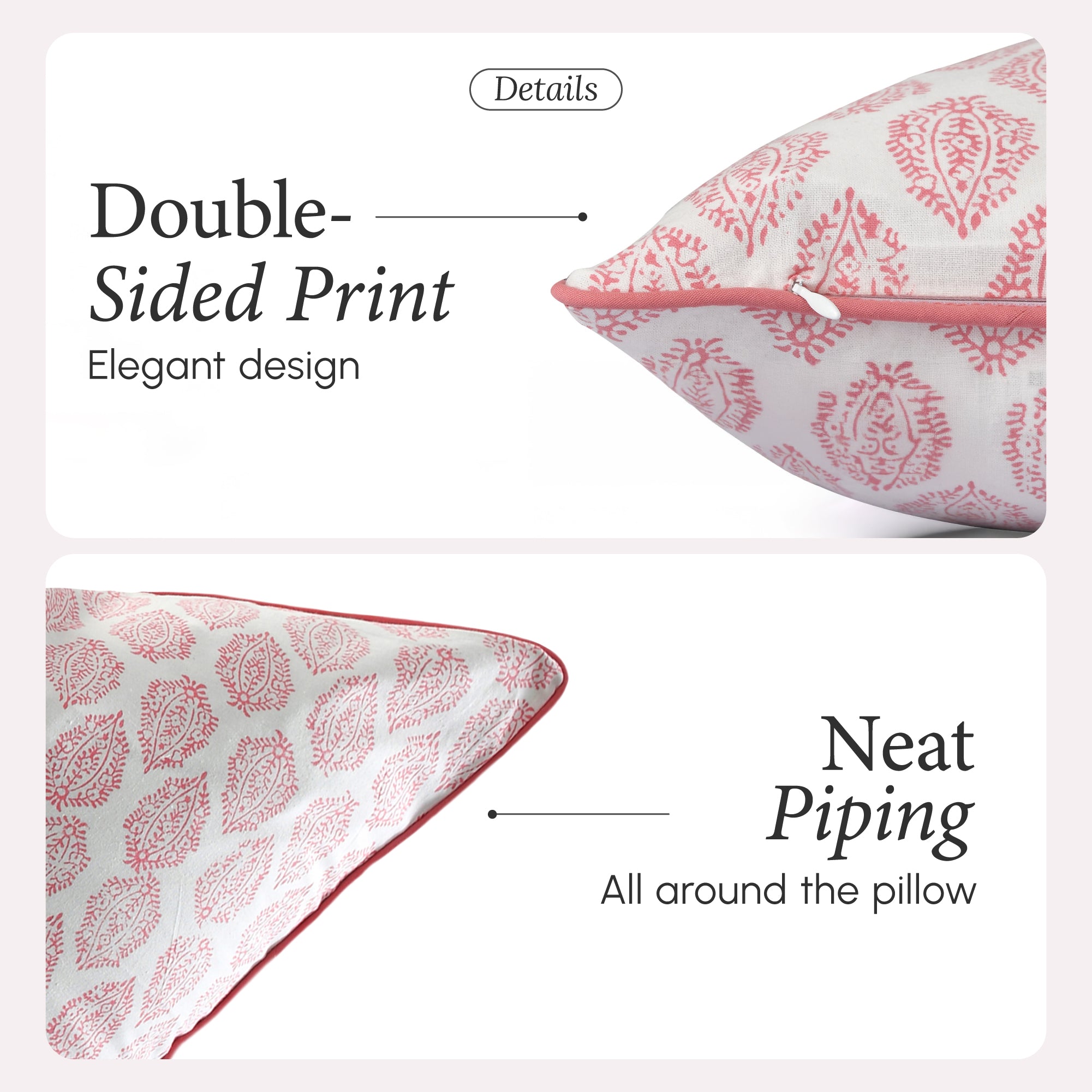 Piping Throw Pillow Covers - Pink Daisy (Set of 2)