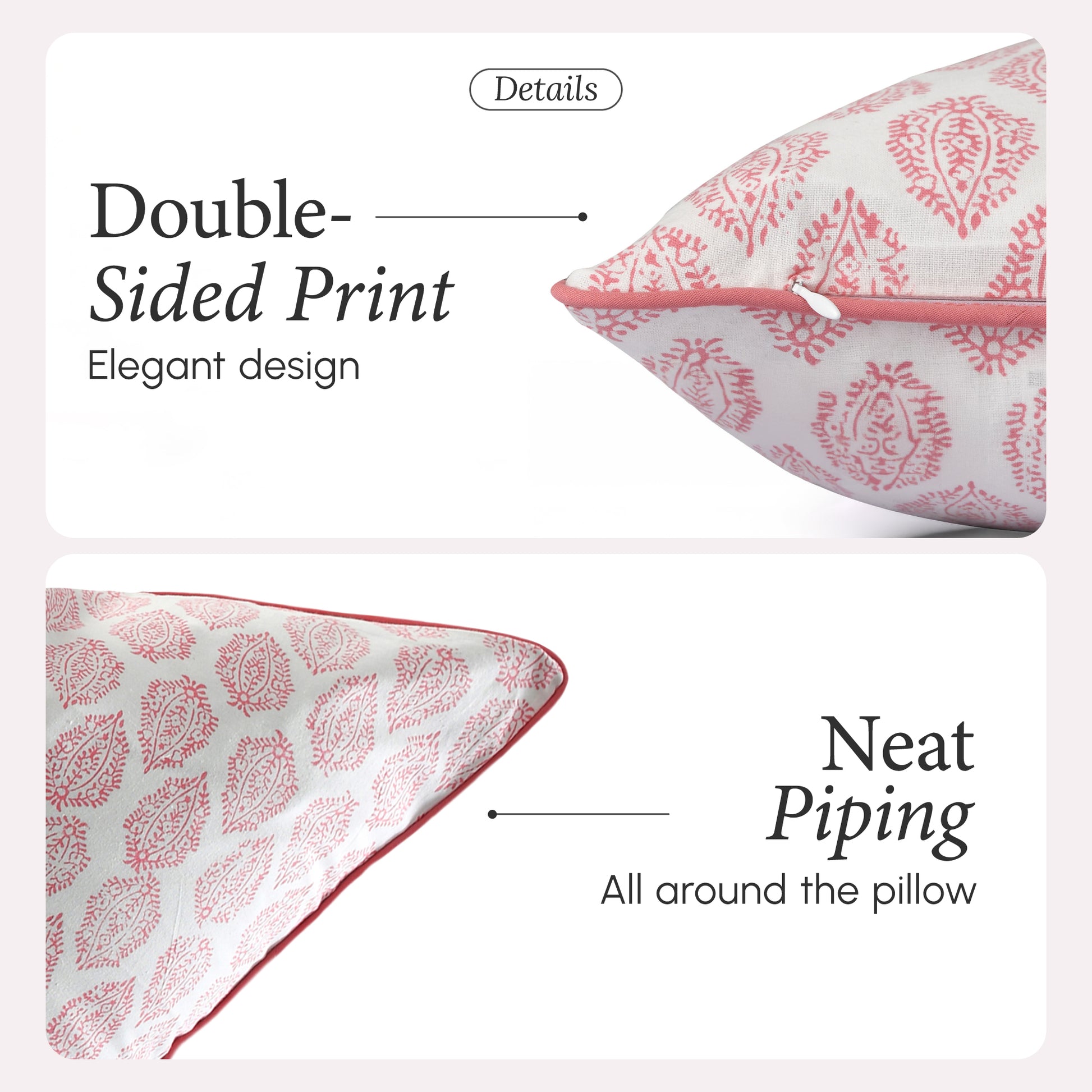 Piping Throw Pillow Covers - Pink Daisy (Set of 2)