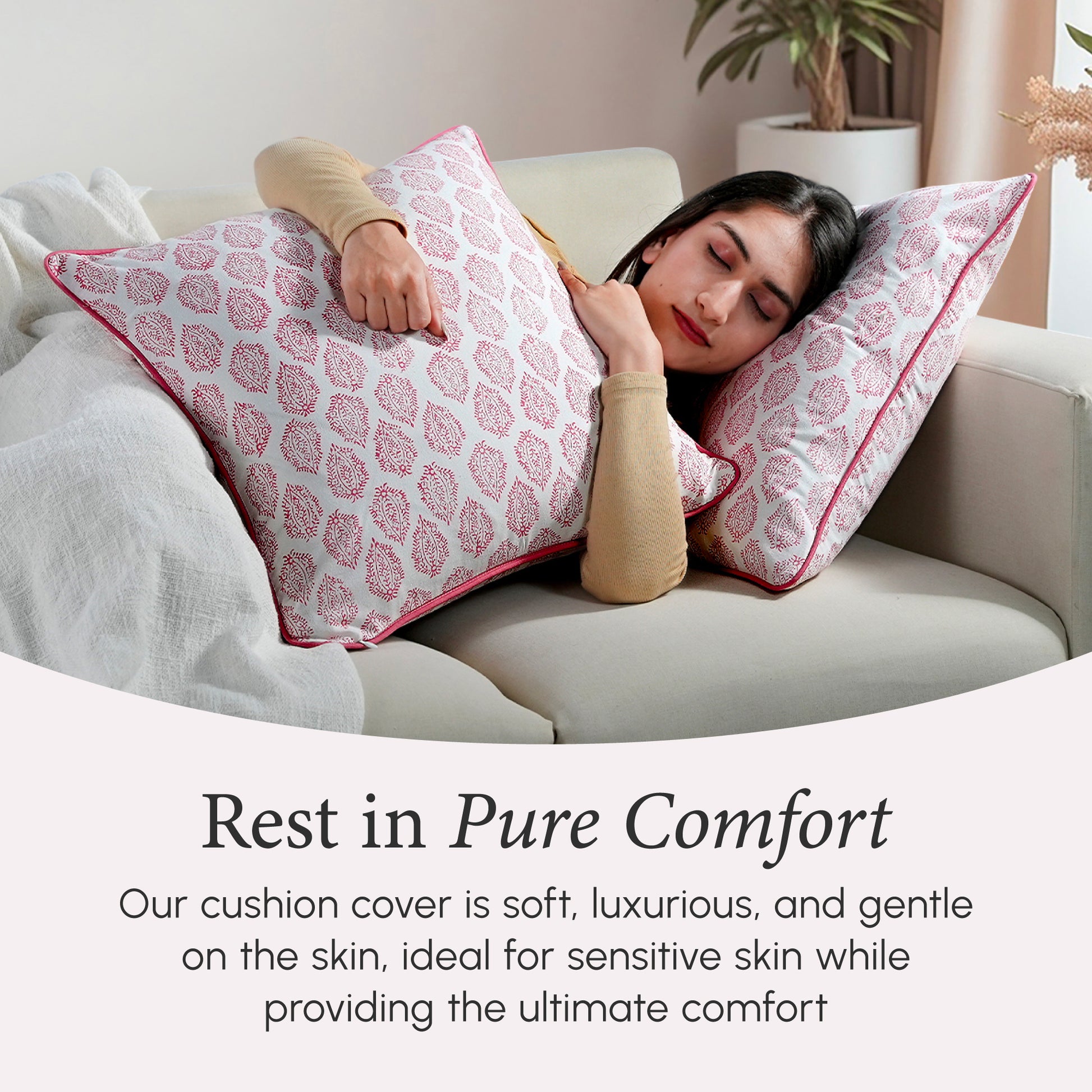 Piping Throw Pillow Covers - Pink Daisy (Set of 2)