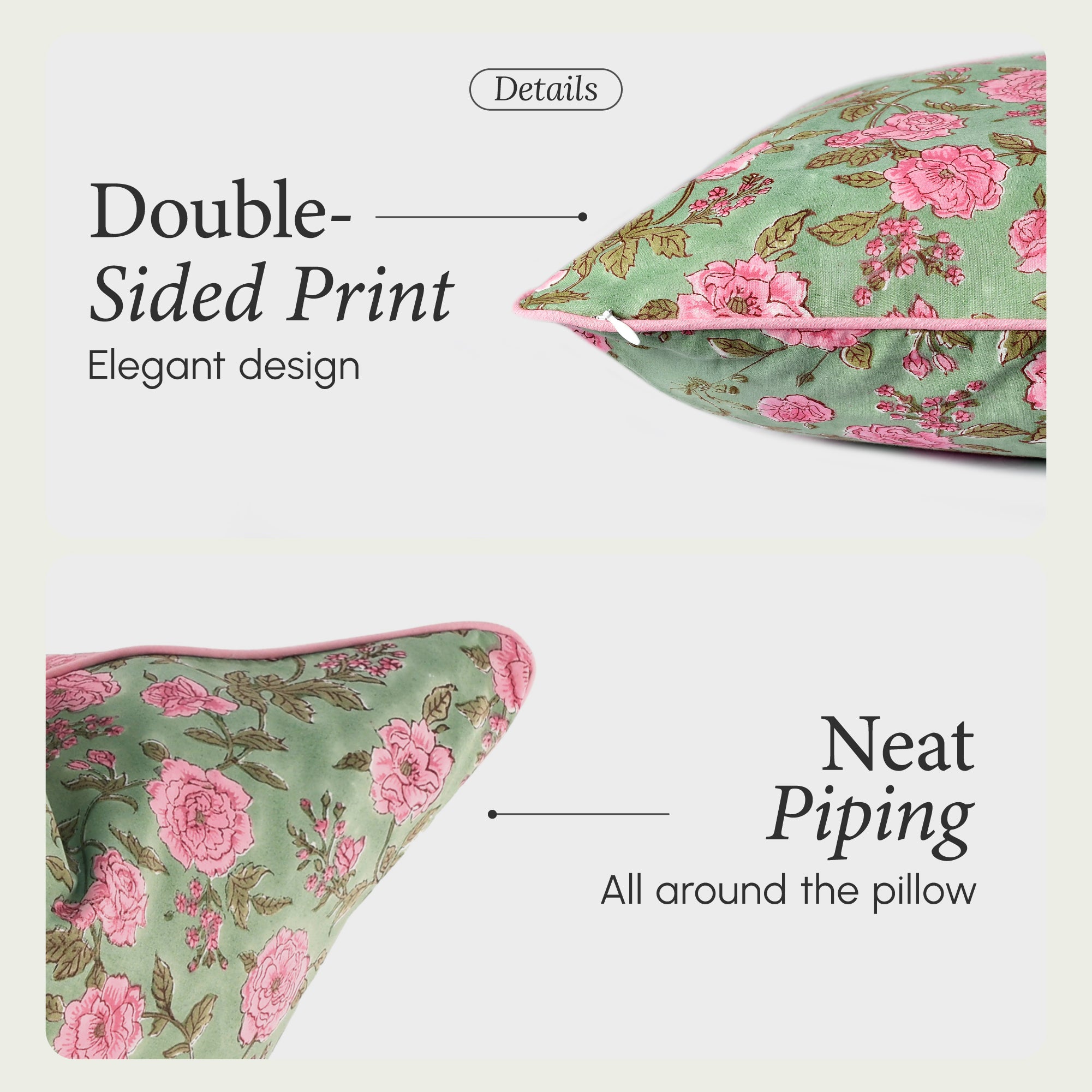Piping Throw Pillow Covers - Pink Tourmaline (Set of 2)