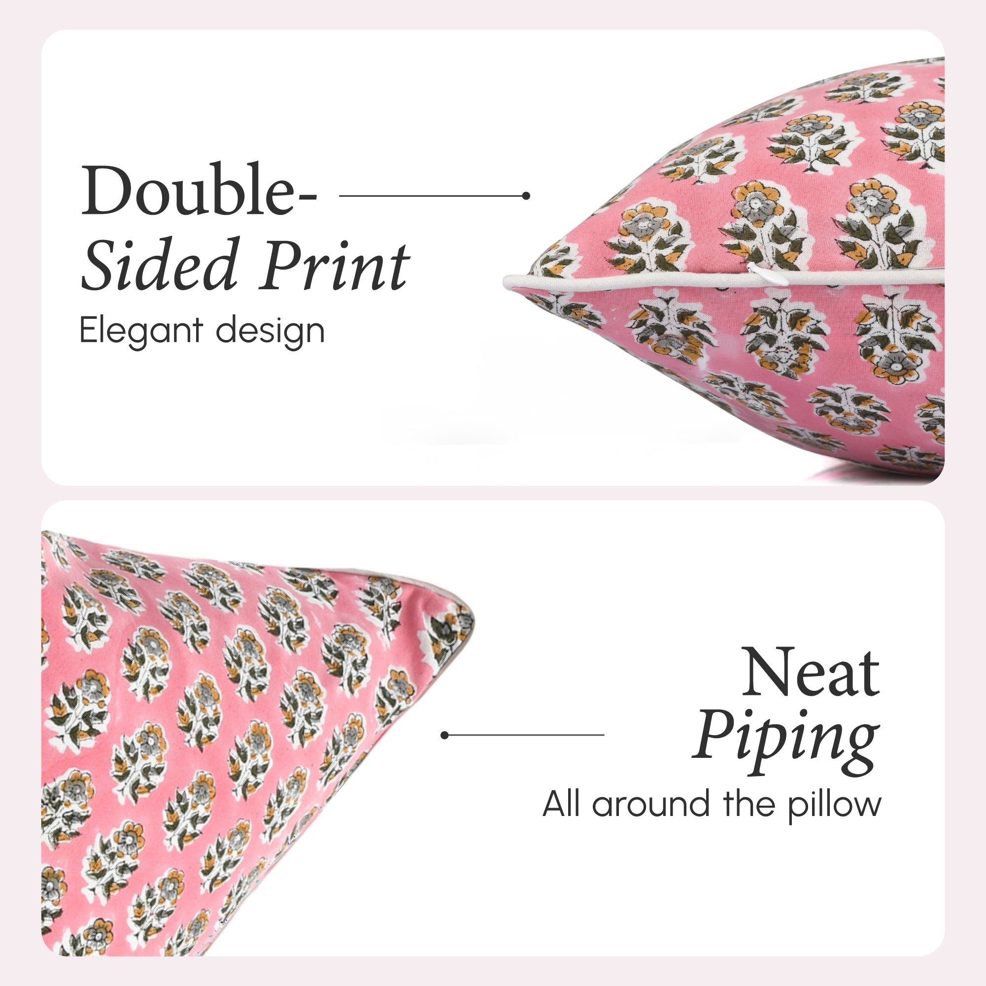 Piping Throw Pillow Covers - Poppy Pink (Set of 2)